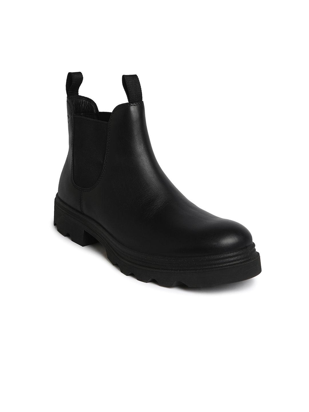 ecco men grainer leather mid-top chelsea boots