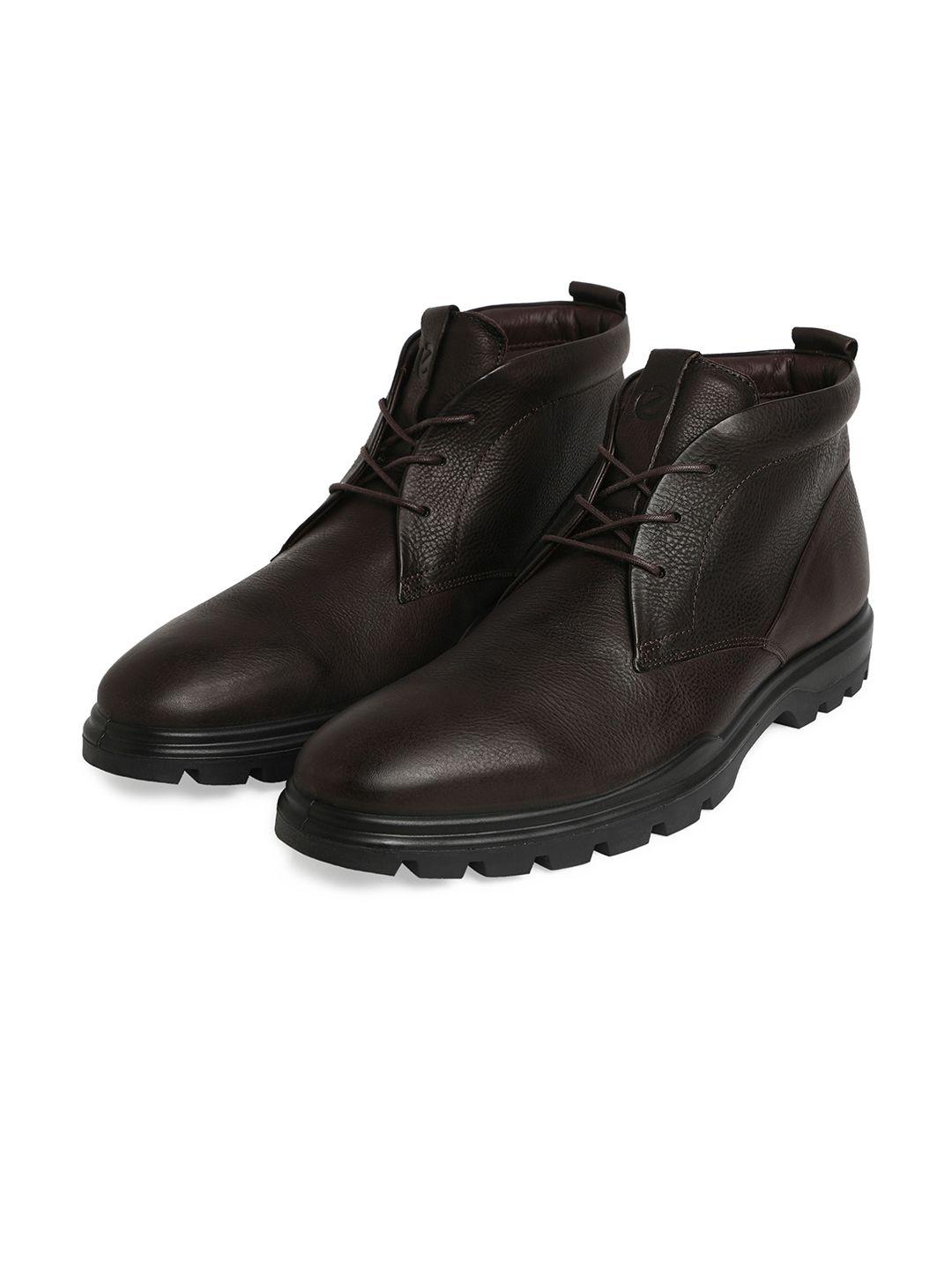 ecco men leather mid-top platform boots