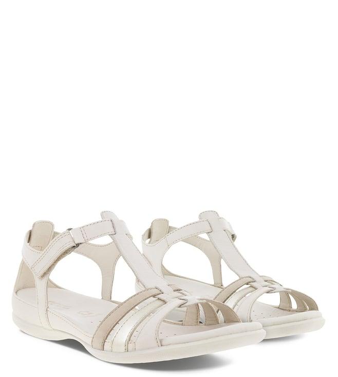 ecco women's flash limestone, pure white gold & beige ankle strap sandals