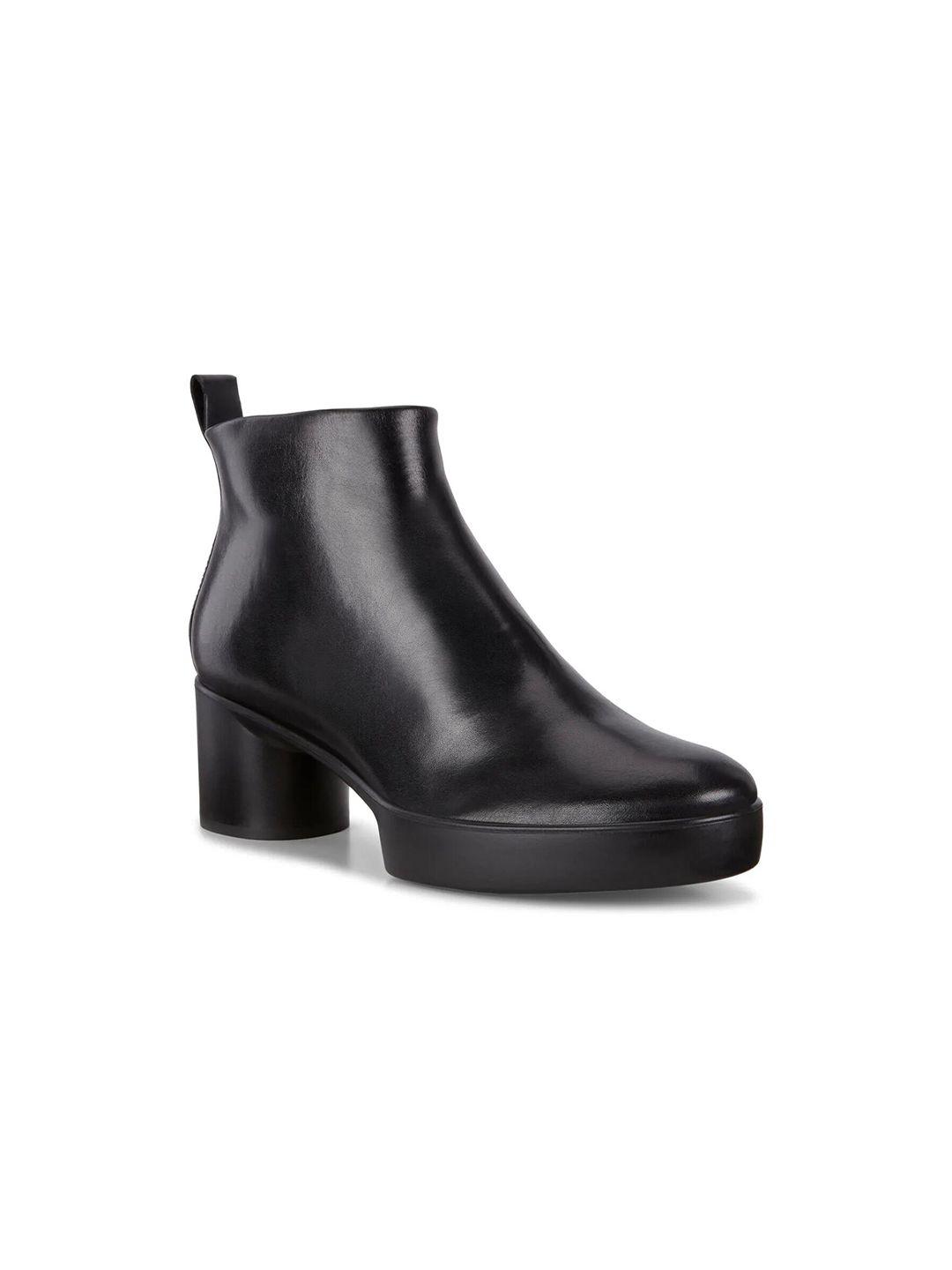 ecco women leather block-heeled regular boots