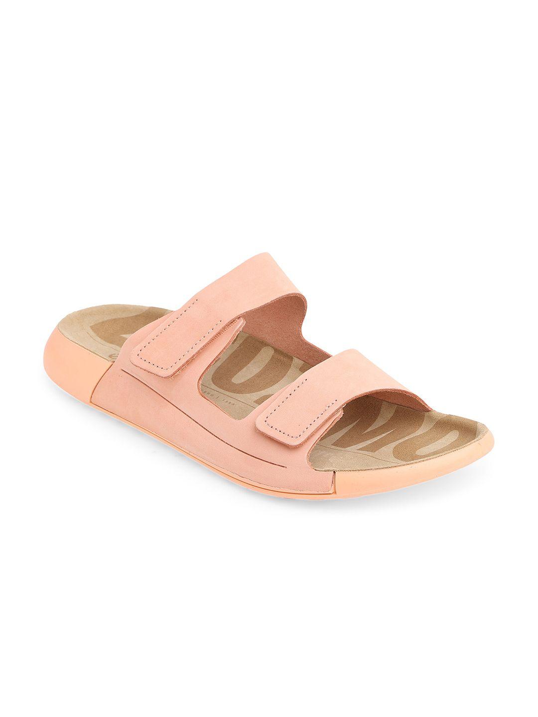 ecco women peach open toe flats