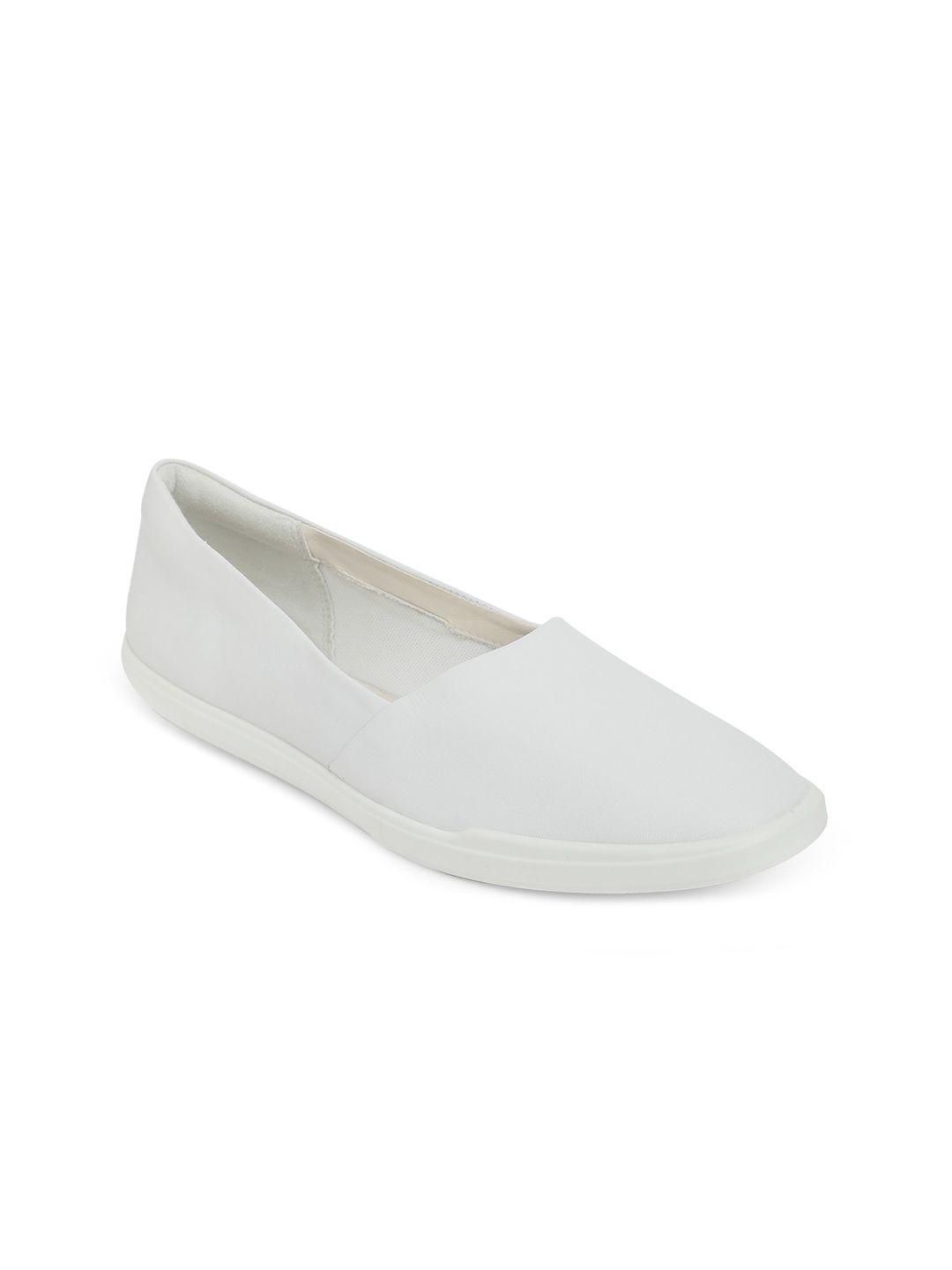 ecco women white seasonal leather slip-on sneakers