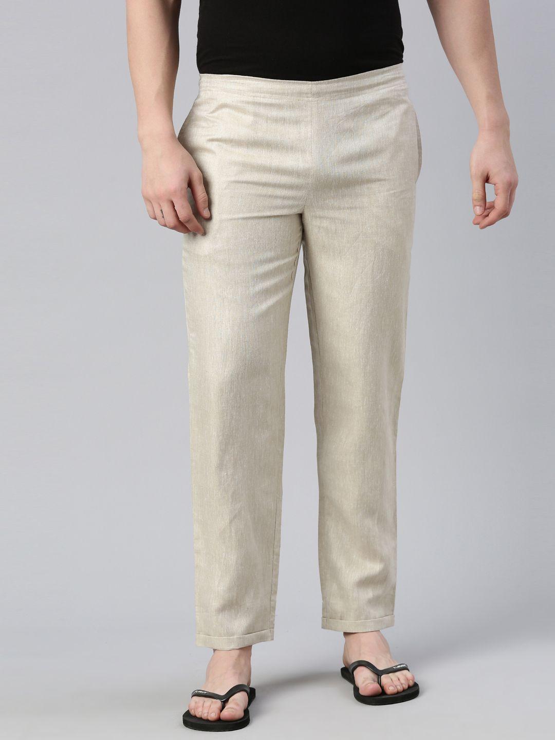 ecentric men cream-coloured solid sustainable eco-friendly lounge pants