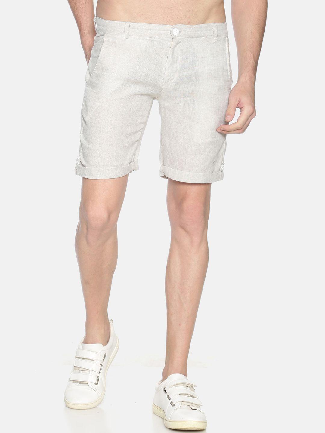 ecentric men off-white solid hemp slim fit organic cotton regular sustainable shorts