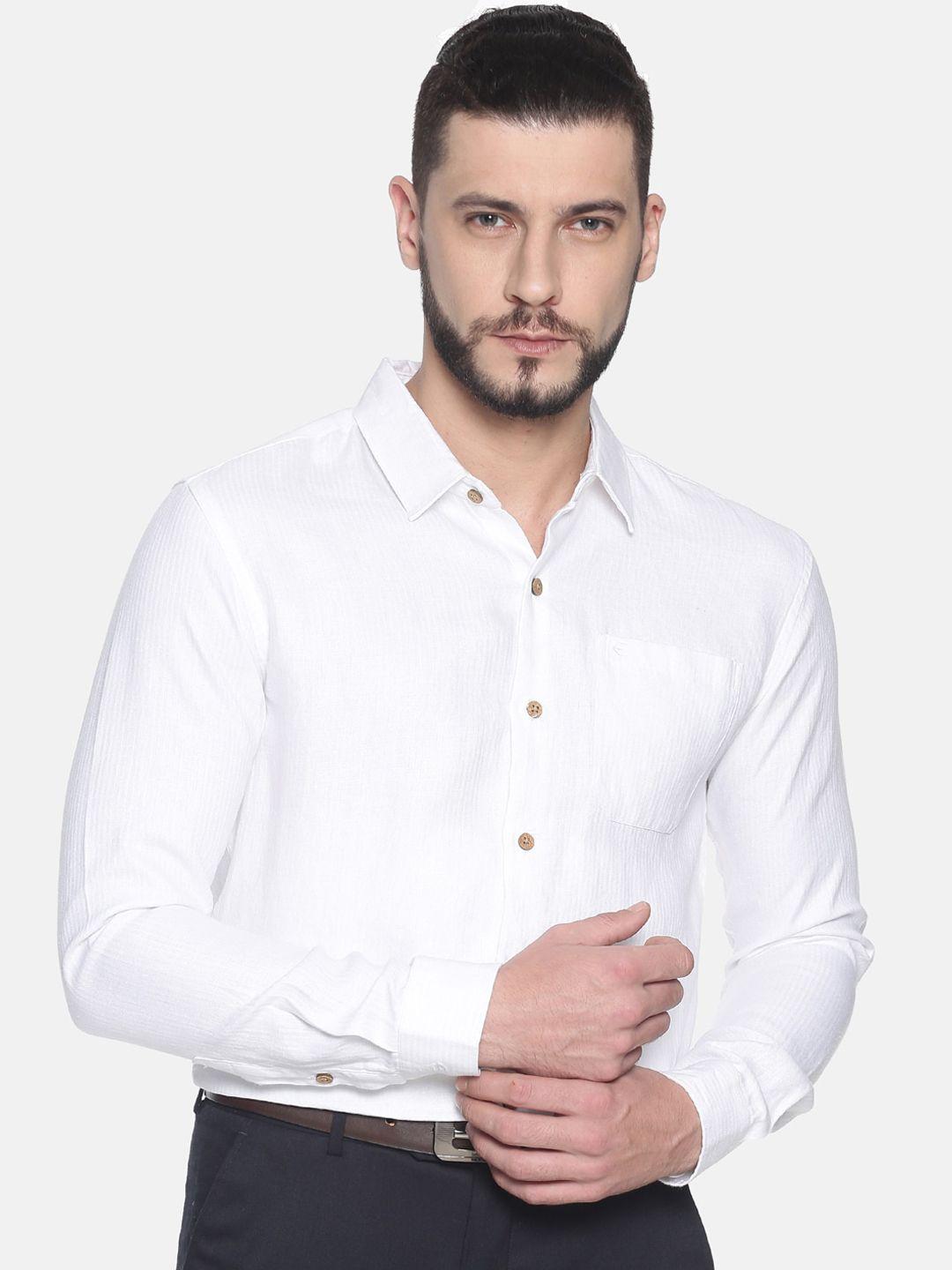 ecentric men white slim fit solid eco-friendly hemp casual sustainable shirt