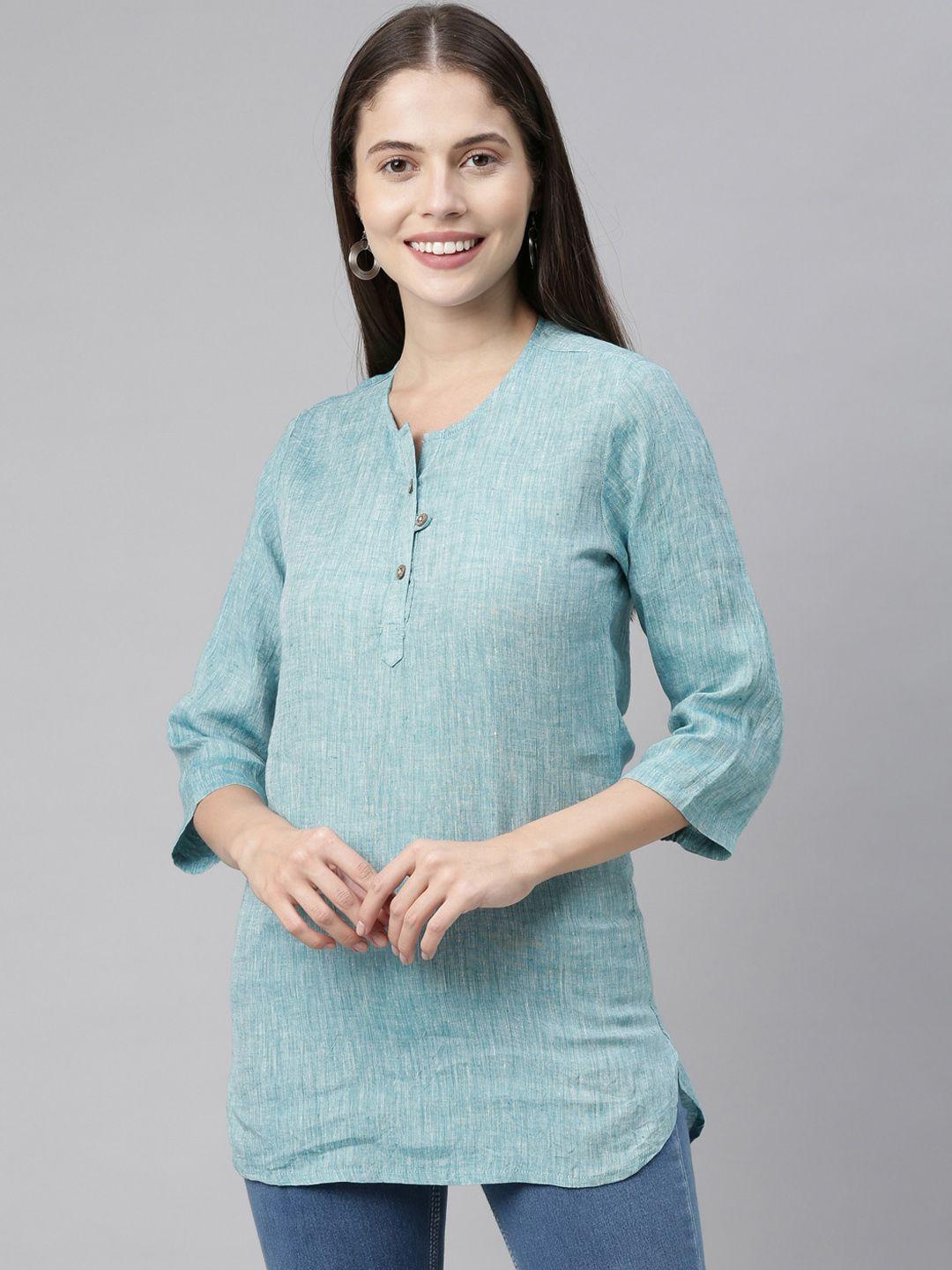 ecentric teal eco-friendly longline hemp top