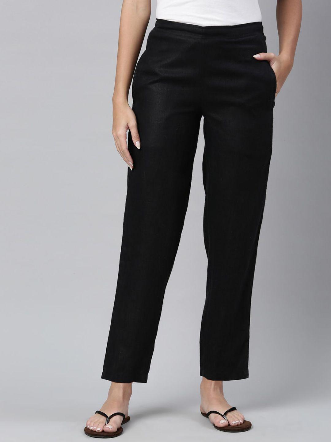 ecentric women black solid lounge pants