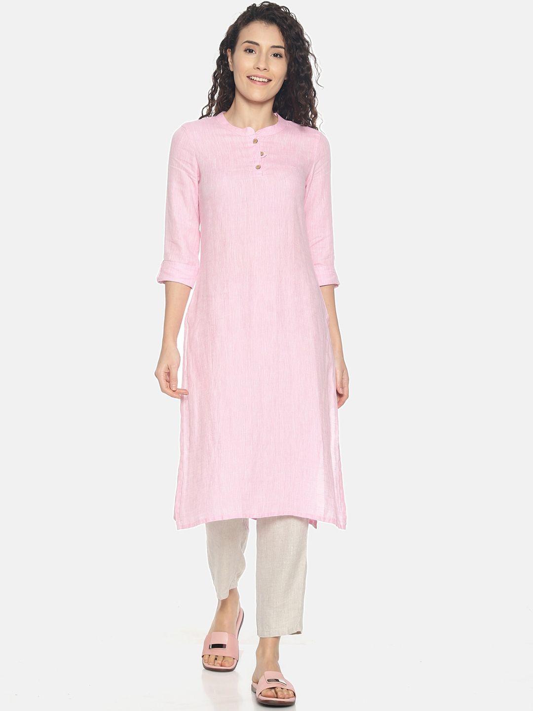 ecentric women mandarin collar hemp straight kurta