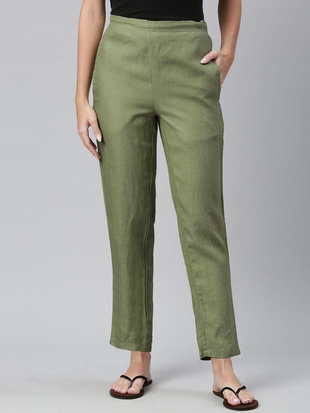 ecentric women olive solid lounge pants
