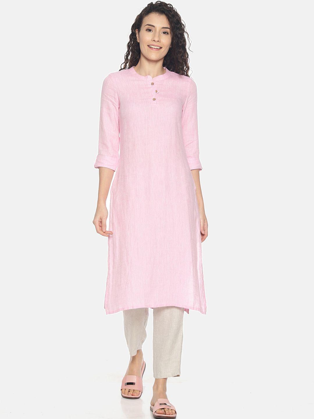 ecentric women pink solid eco-friendly hemp a-line sustainable kurta