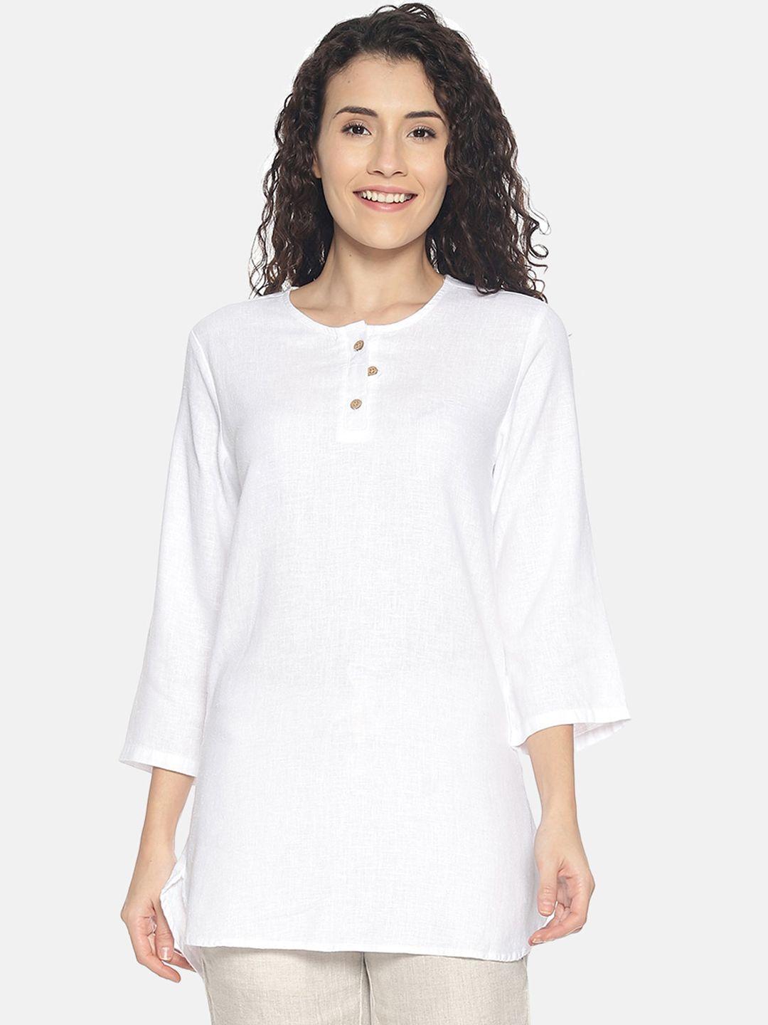 ecentric women white solid eco-friendly hemp sustainable top