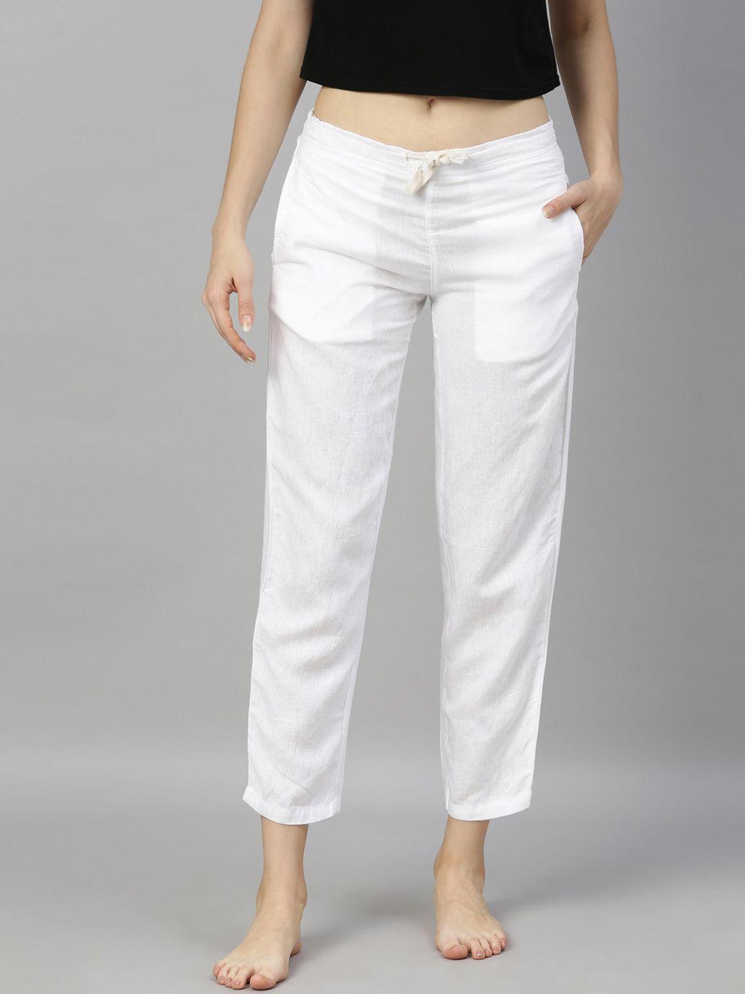 ecentric women white solid hemp sustainable lounge pants