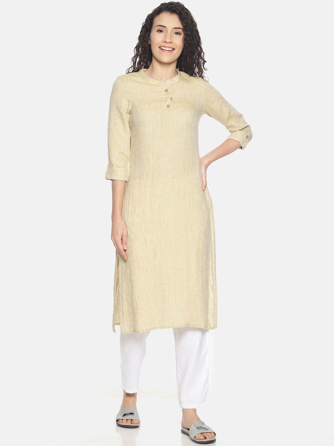 ecentric women woven design hemp a-line kurta