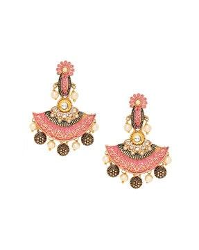 eck30-kundan-studded meenakari drop earrings