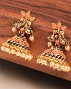 eck5-beaded meenakari jhumka earrings