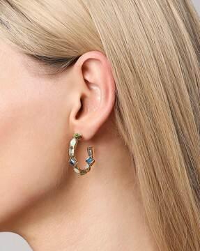 eclectic stone hoop earrings