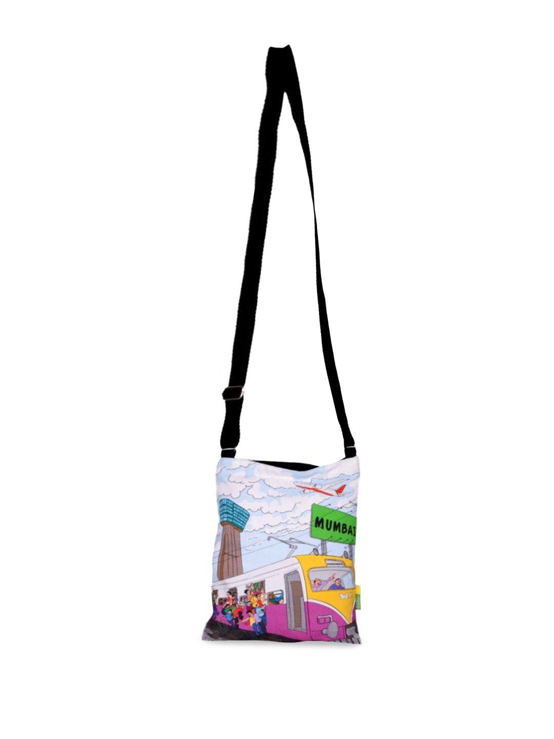 eco corner aamchi mumbai train printed bucket sling bag