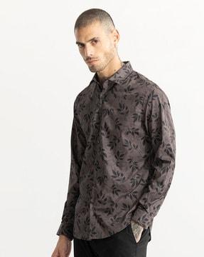 eco leaf print regular fit shirt