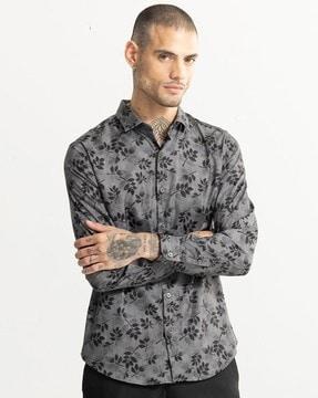 eco leaf print regular fit shirt