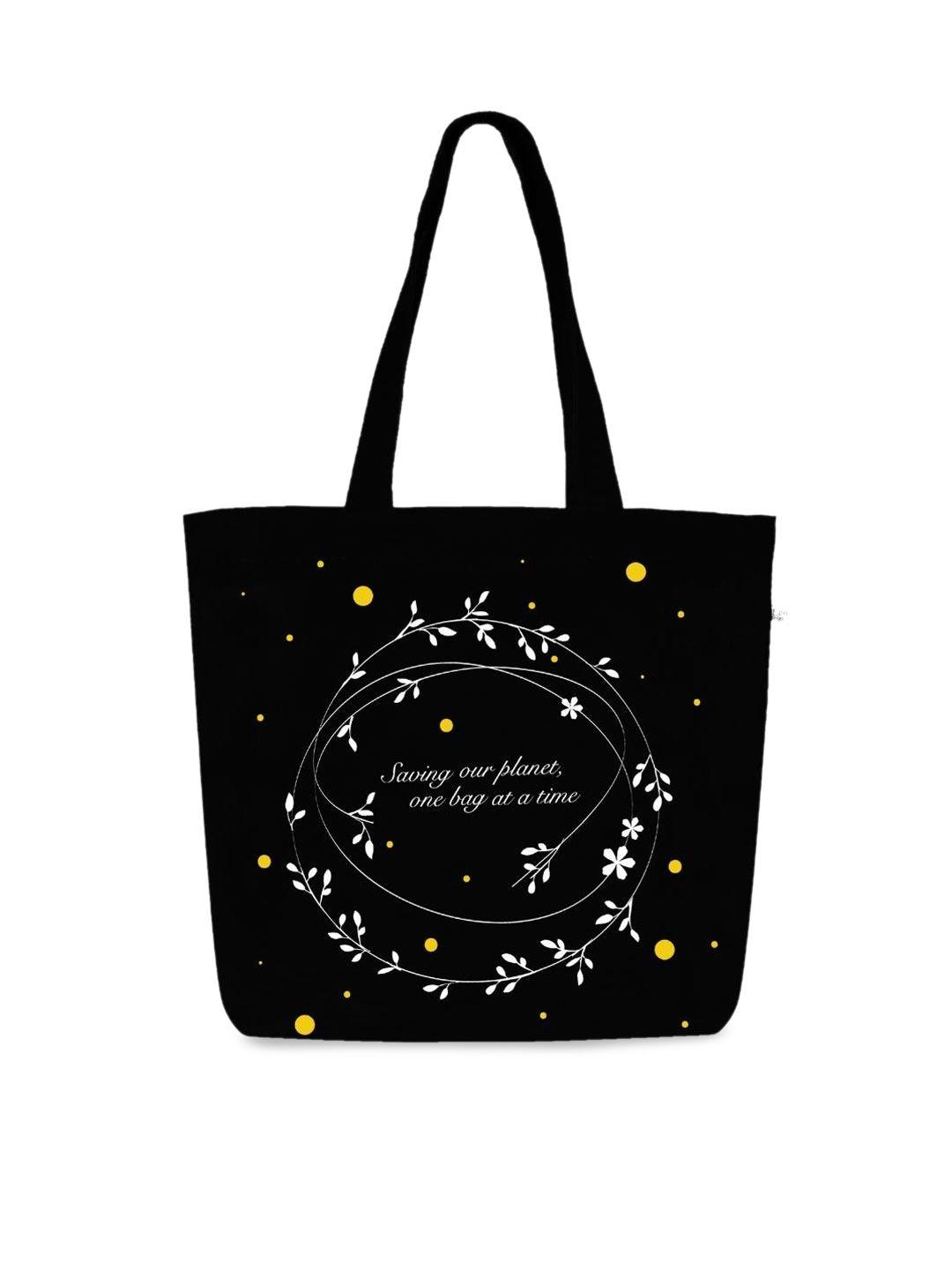 ecoright black embellished shopper tote bag with cut work