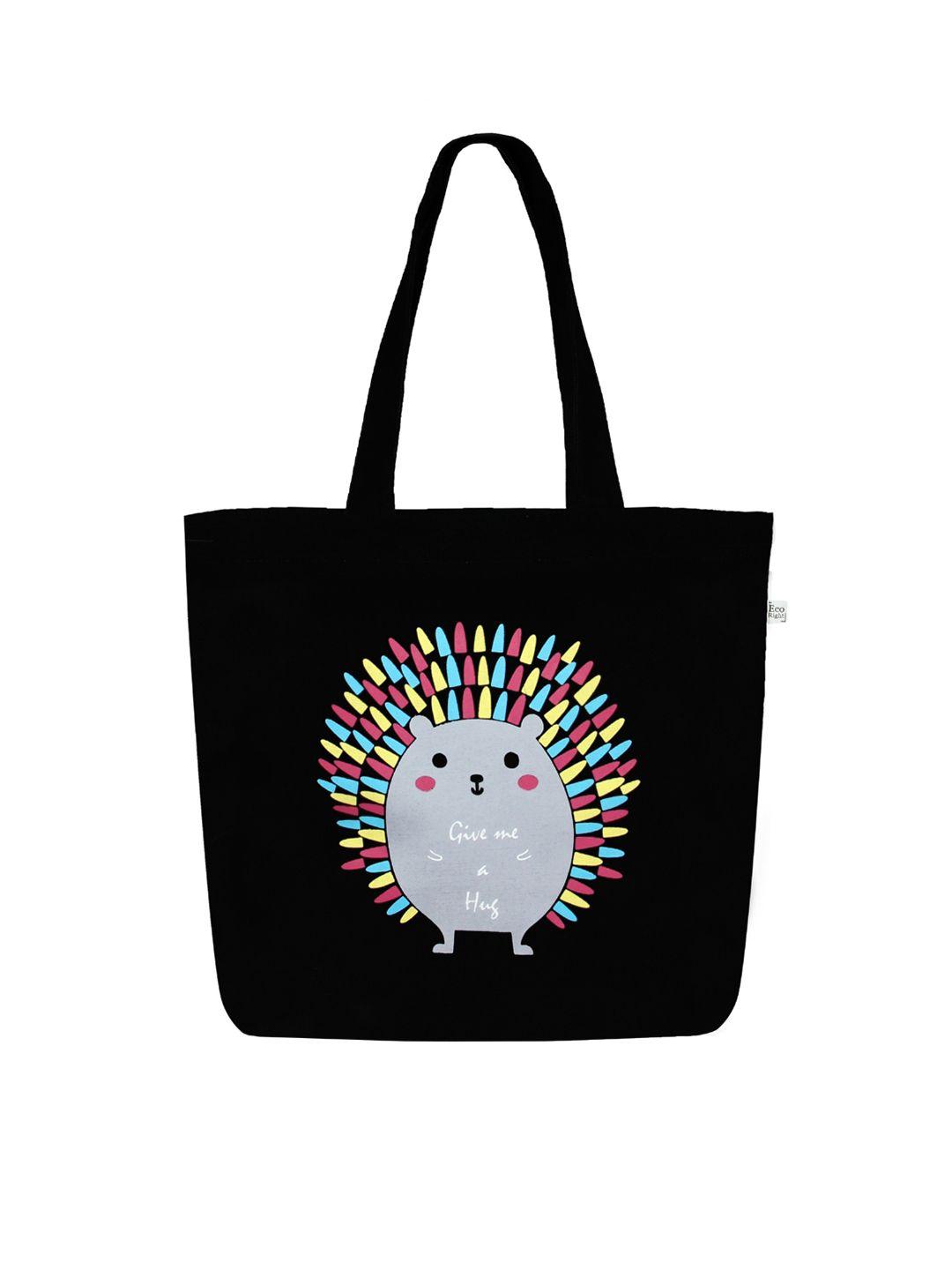 ecoright black printed oversized shopper tote bag