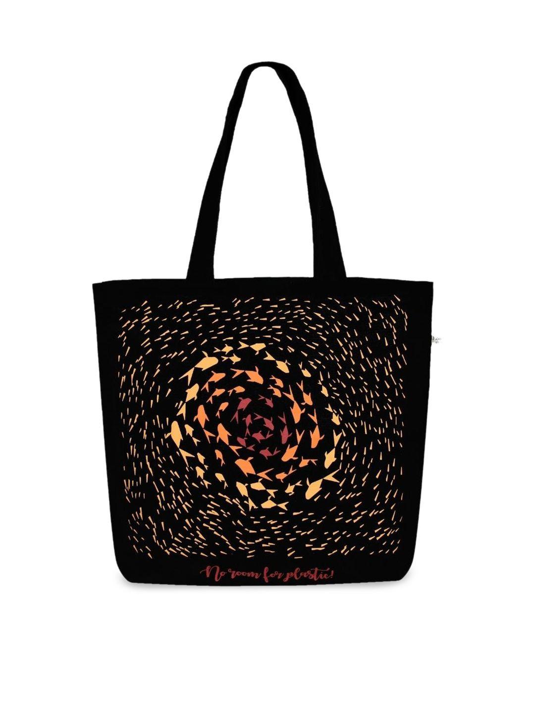 ecoright black printed oversized shopper tote bag