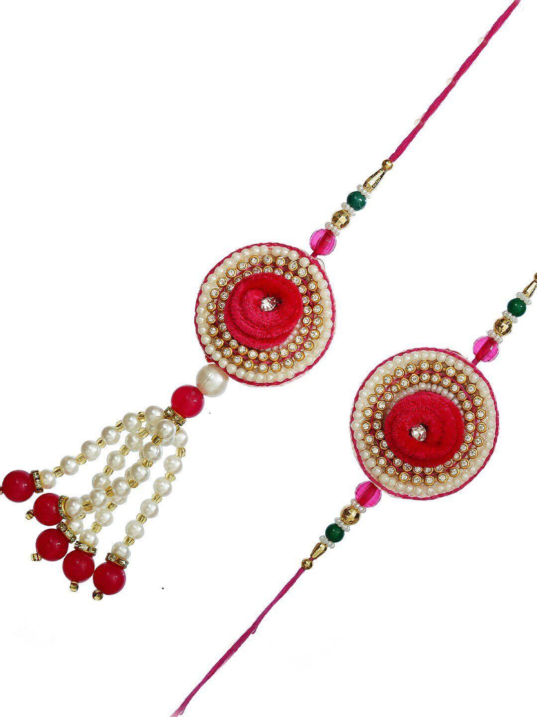 ecraftindia red & gold-toned rakhi gift set