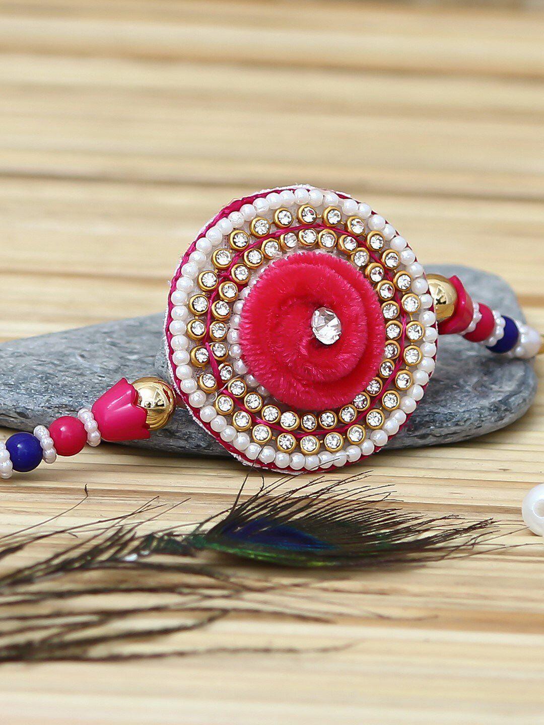 ecraftindia stone-studded & beaded designer rakhi
