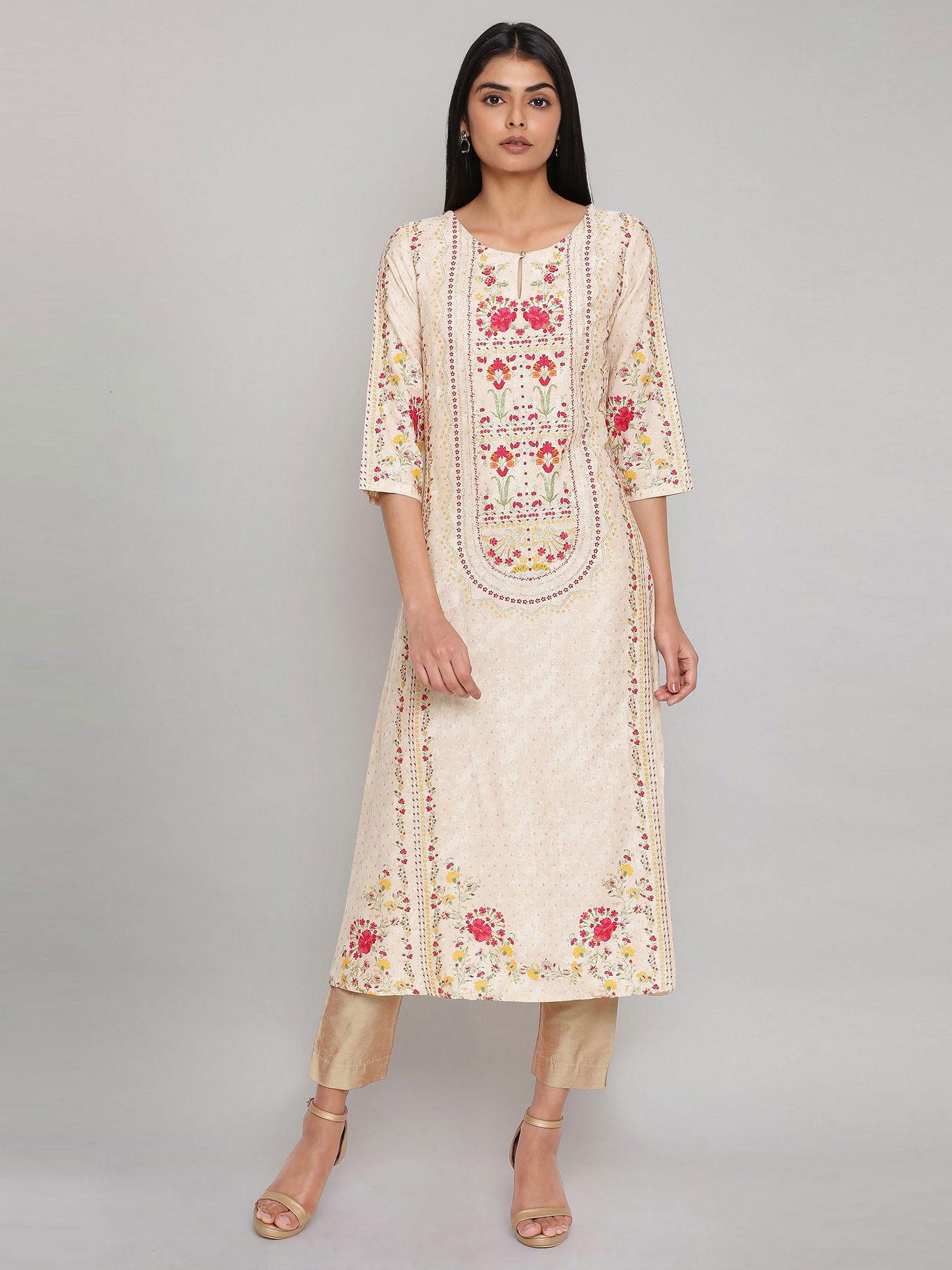 ecru a-line printed kurta