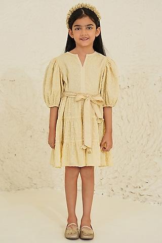 ecru cotton embroidered boho dress for girls