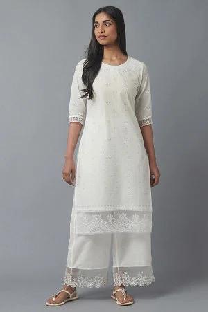 ecru dori embroidered kurta