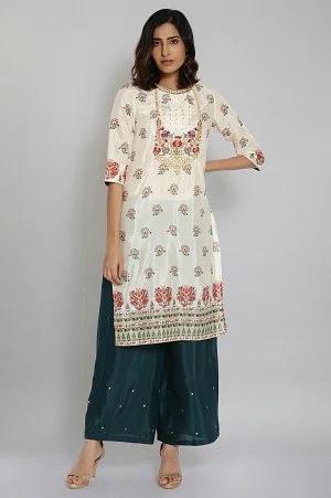 ecru embroidered festive kurta