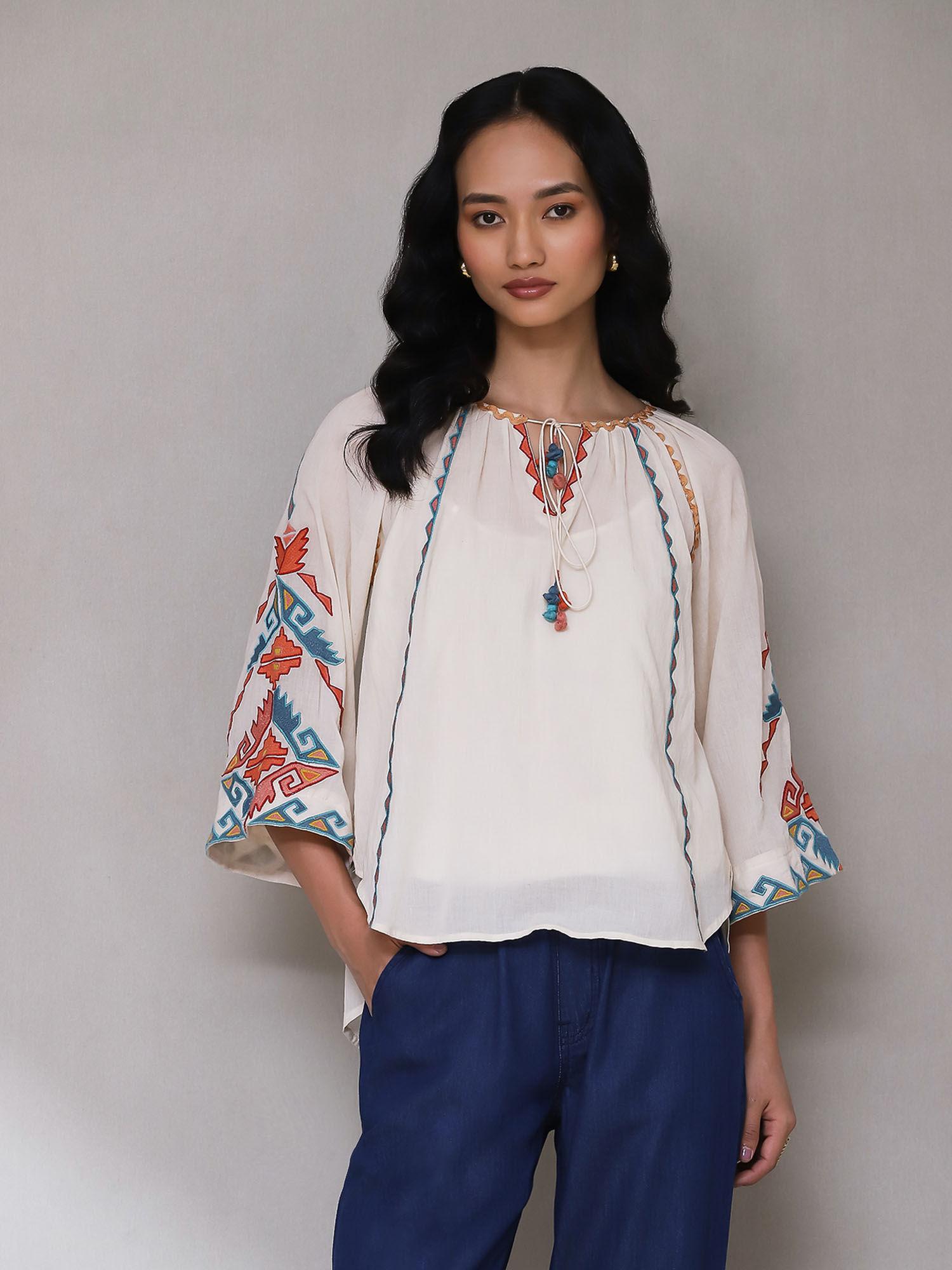 ecru embroidered top