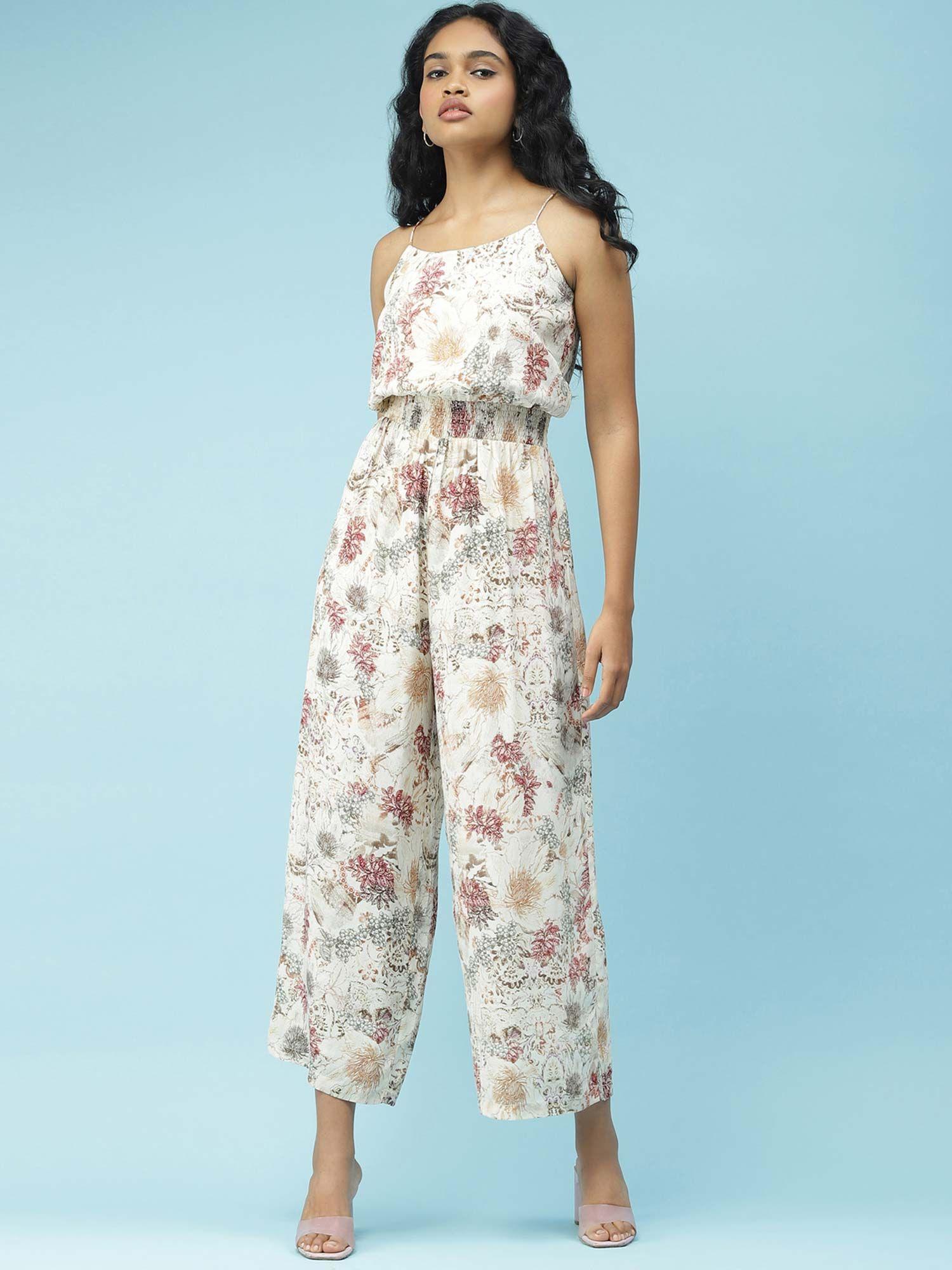 ecru floral printed jumpsuit