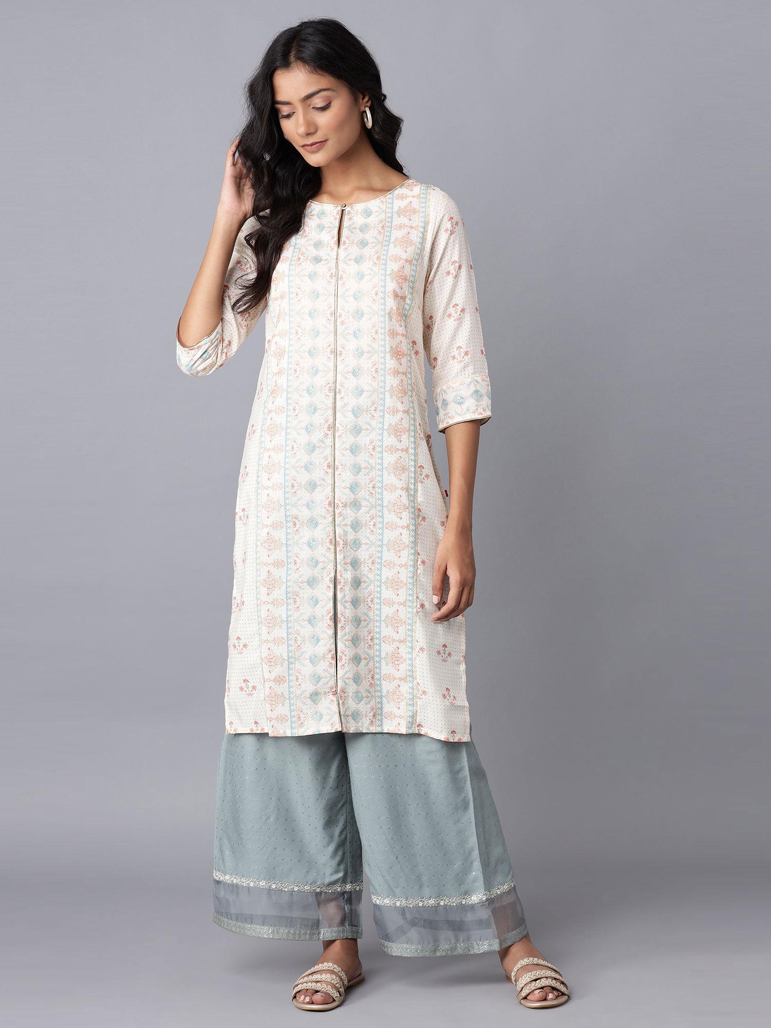 ecru floral printed kurta