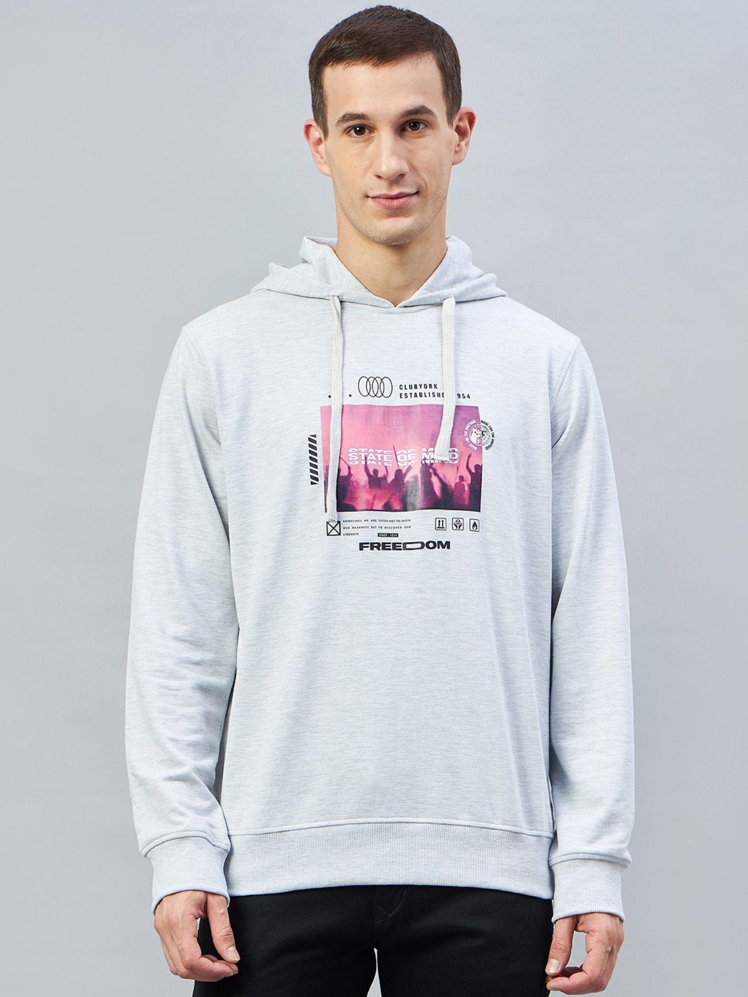 ecru melange hooded sweatshirt