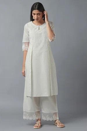 ecru mock layer printed kurta