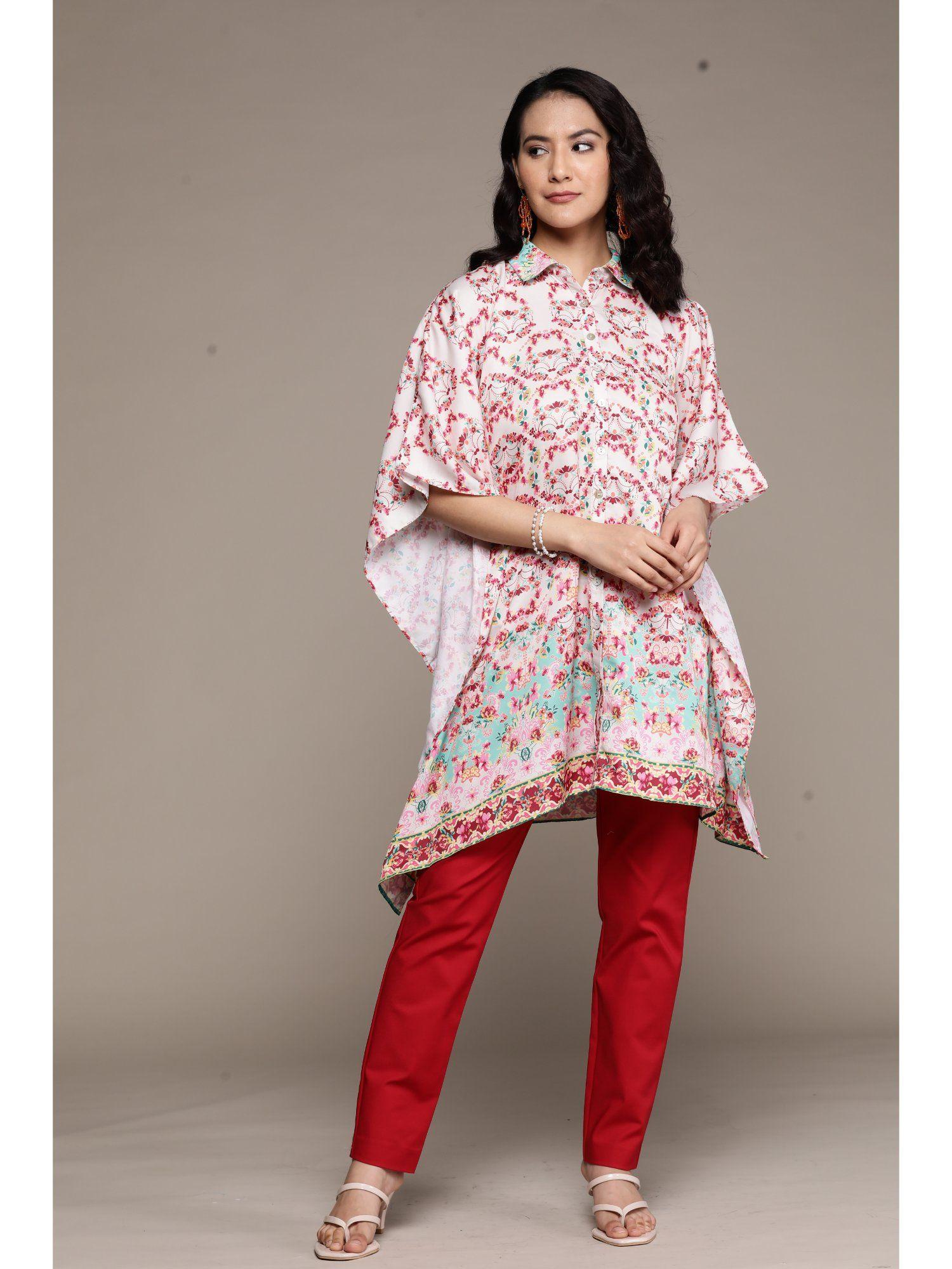 ecru printed kaftan top