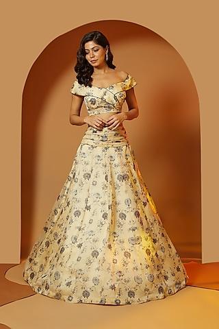 ecru printed lehenga set