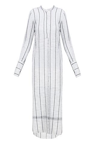 ecru striped panels khadi dress