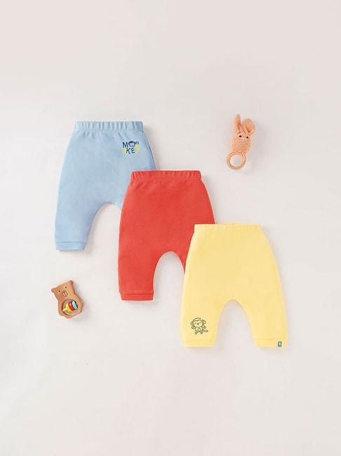 ed-a-mamma baby multicolor solid joggers (pack of 3)