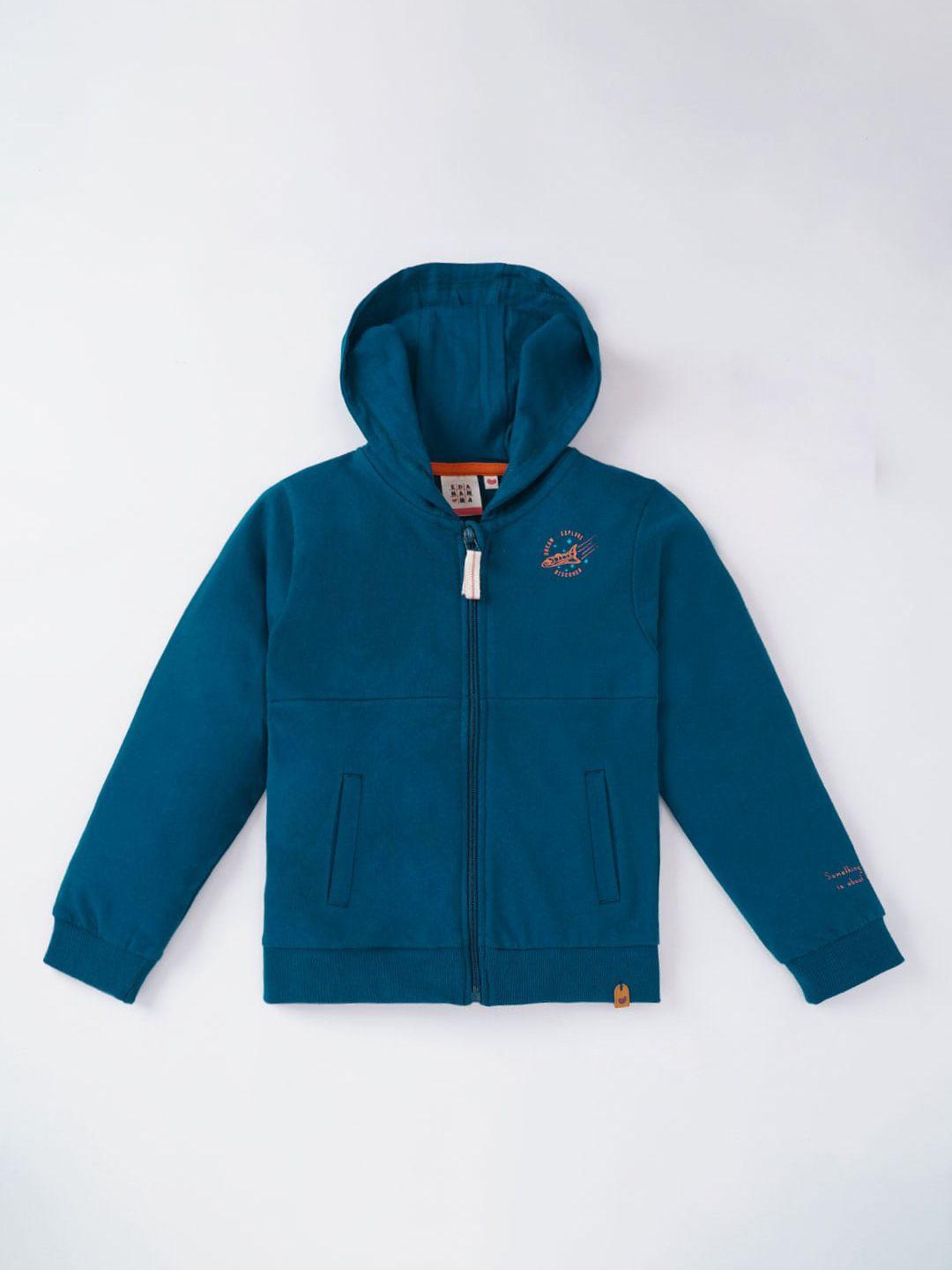 ed-a-mamma boys blue sporty jacket with patchwork