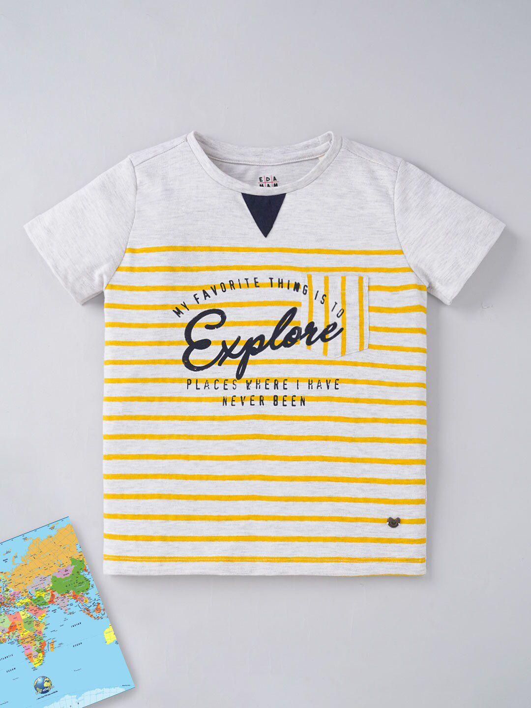 ed-a-mamma boys grey & yellow striped t-shirt