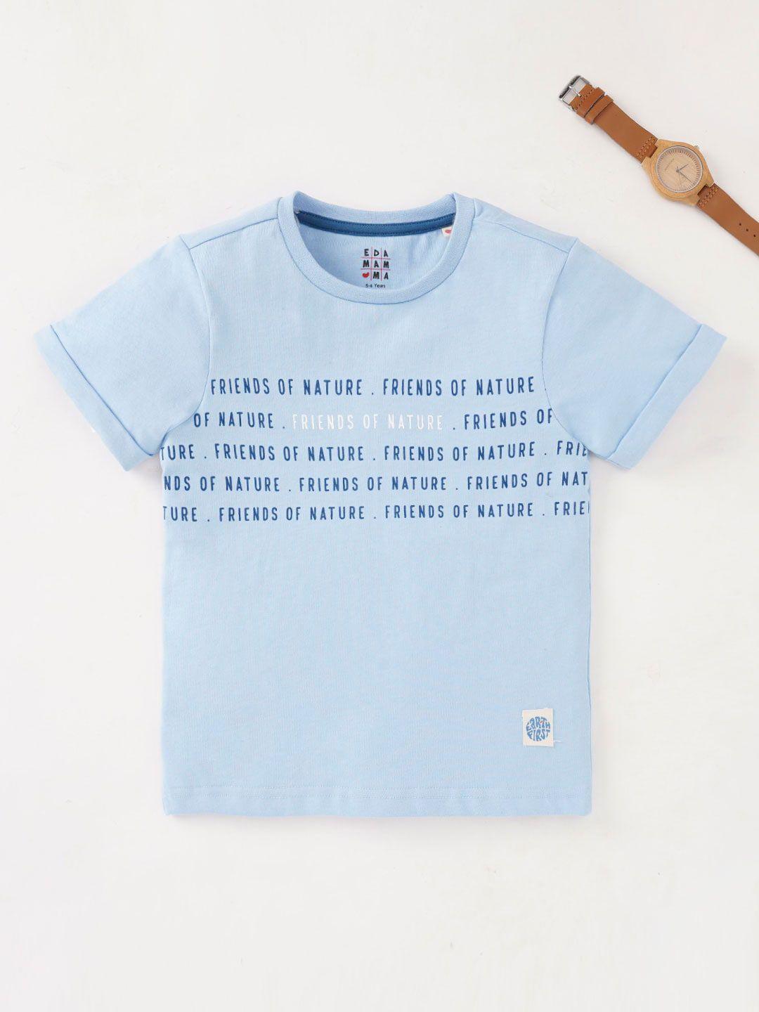 ed-a-mamma boys typography printed cotton t-shirt