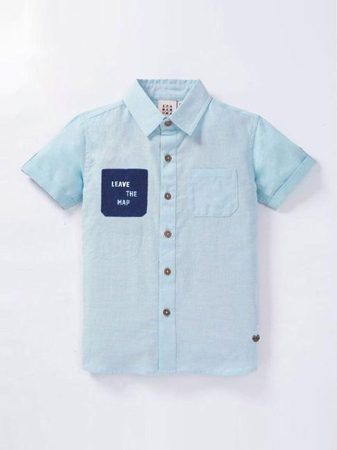 ed-a-mamma kids blue cotton printed shirt