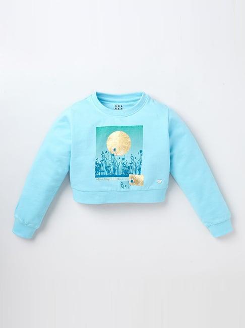 ed-a-mamma kids blue cotton printed sweatshirt