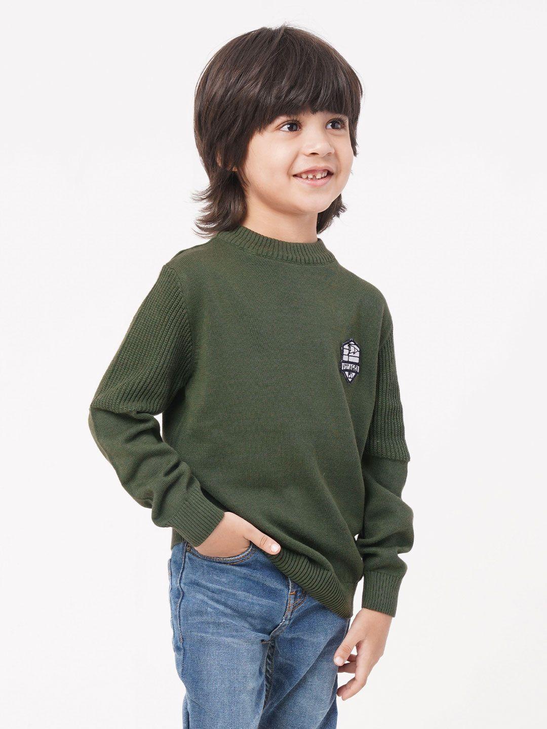 ed-a-mamma-kids-boys-olive-green-long-sleeves-pleated-pullover-sweater