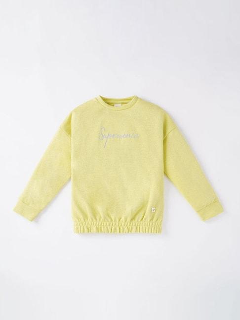 ed-a-mamma kids green cotton embroidered full sleeves sweatshirt