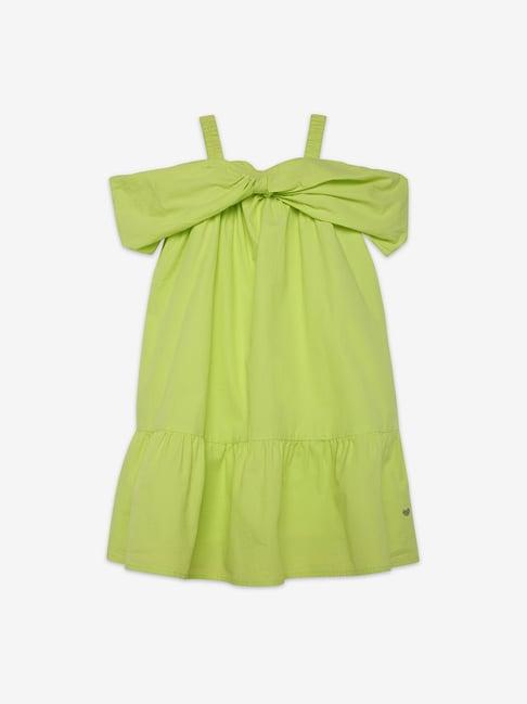 ed-a-mamma kids green solid dress