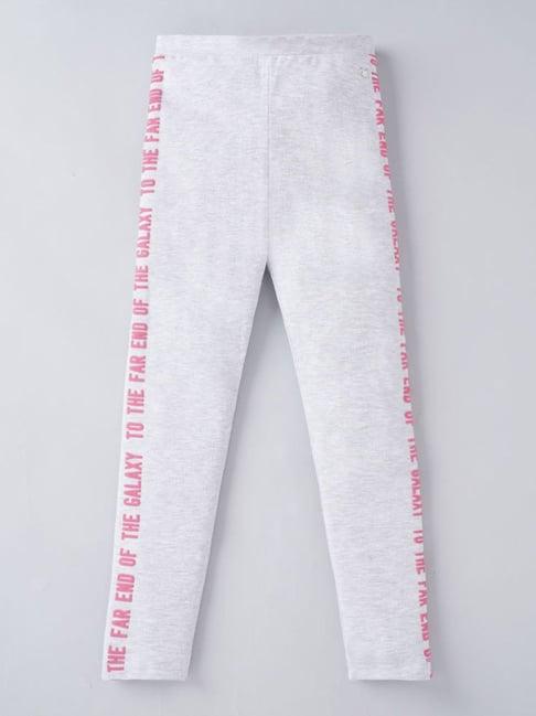 ed-a-mamma kids grey & pink cotton printed leggings